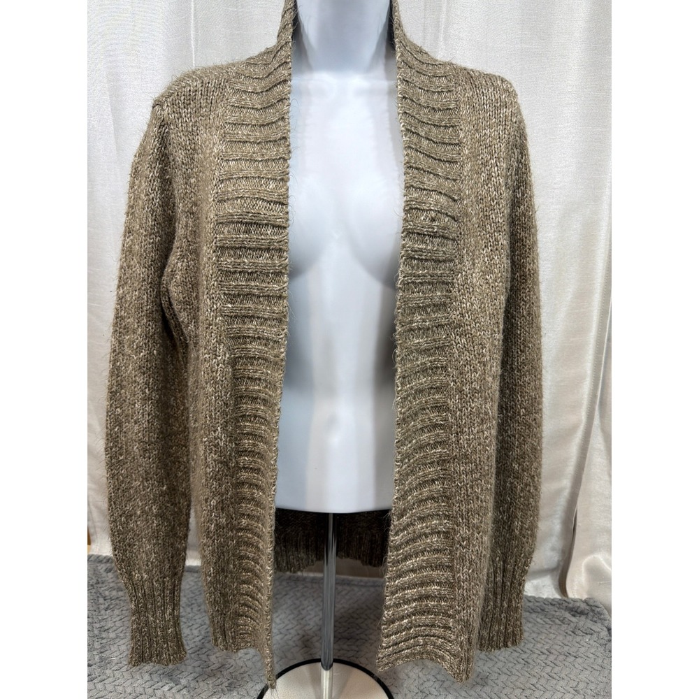 St Johns Bay Brown‎ Marled Open Front Cardigan Sweater Shawl Collar Womens Small